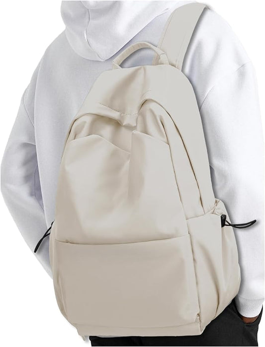 YGR Laptop Backpack for Women and Men, Waterproof Lightweight Travel Daily Rucksack Casual 15.6 inches Computer Bags for College, Beige