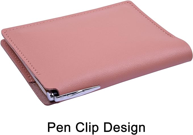 Journal Cover, 2 Pack Wisdompro PU Leather Notebook Cover for Field Notes,or Other 3.5" x 5.5" Pocket Notebooks - Pink
