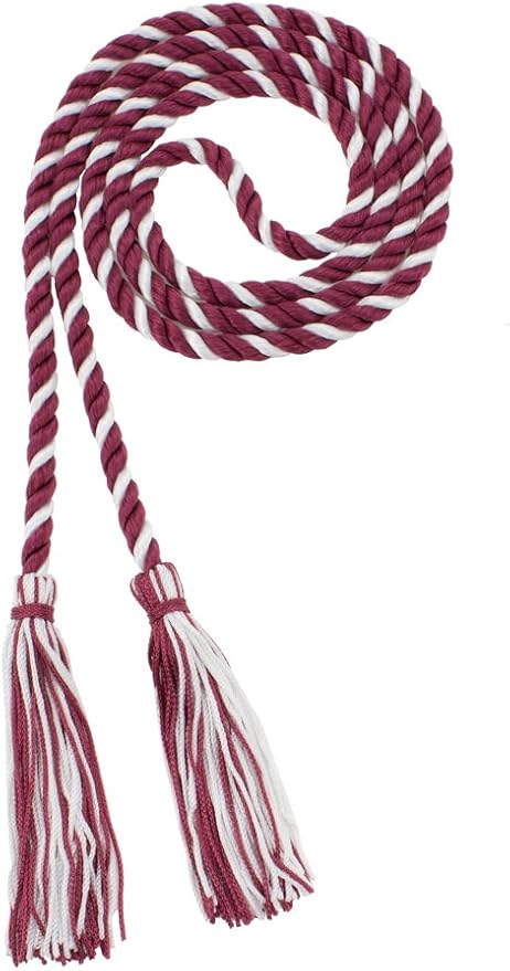 Tassel Depot Graduation Honor Cord - Maroon/White - Every School Color Available - Made in USA