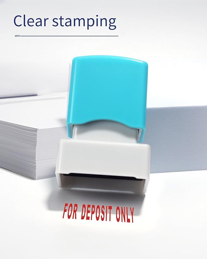 WAFJAMF for Deposit Only Stamp–Self-Inking Rubber Office Stamp Red Ink Message Stamp-Medium