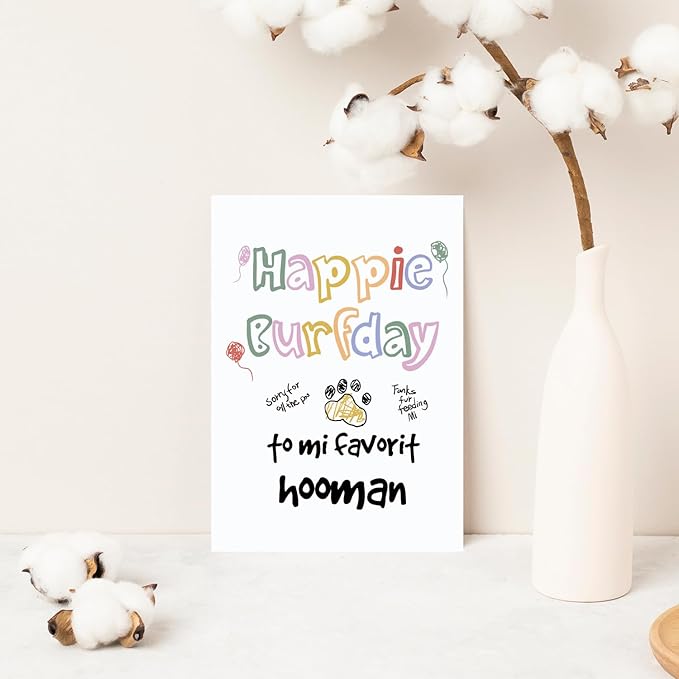 Funny Birthday Card From Cat Dog, Happy Birthday Card Gift for Dog Dad Mom Friend Women Men