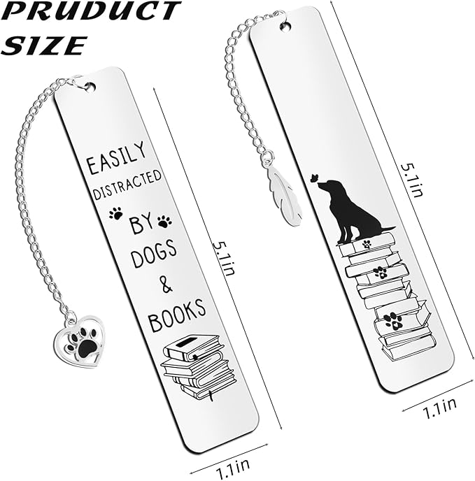 2Pcs Dog Bookmark for Women Men Dog Mom Dog Lover Gifts Bulk Funny Bookmarks Cute Metal Book Mark Dog Bookmarks for Book Lovers Birthday Gifts for Reader Coworker Friends Adults Dog Owner Lover