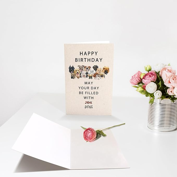 Chenive Happy Birthday Card for Dog Lover, Funny Birthday Card for Dog Mom Dog Dad, Cute Puppy Birthday Card for Him Her, May Your Day Be Filled With Dogs Bday Card