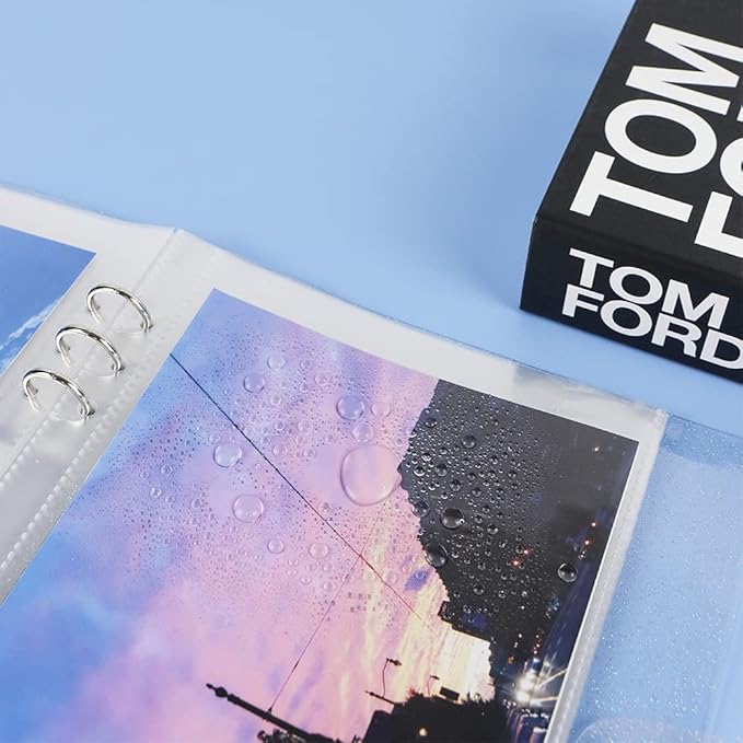 Clear Giltter PVC Kpop Photocard Binder Loose Leaf 6-Ring Wide A5 Photocards Holder with 8 Inch 50 Pockets Photo Pages Transparent Card Sleeve Protectors Page for Photos Cards Album Folder Organizers