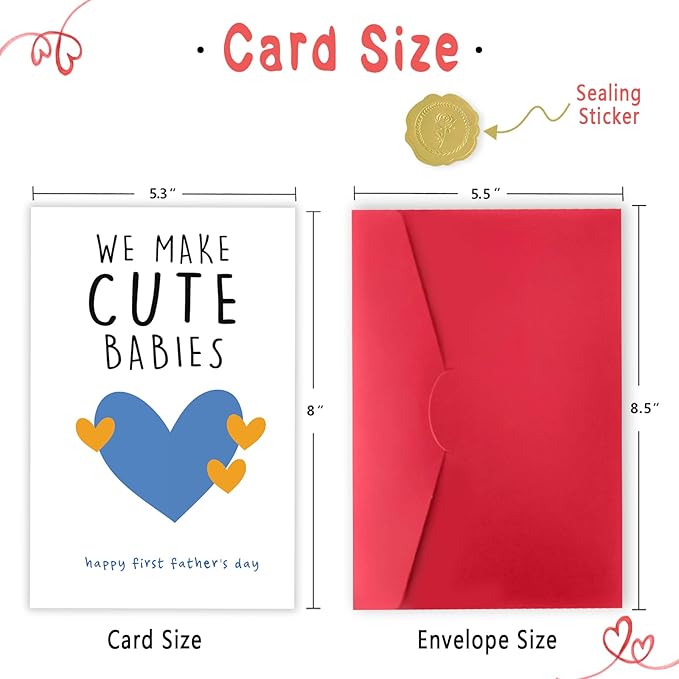 Happy First Father's Day Card for New Dad, Cute 1st Fathers Day Card, Sweet First Fathers Day Cards Gifts for Husband from Wife, We Make Cute Babies
