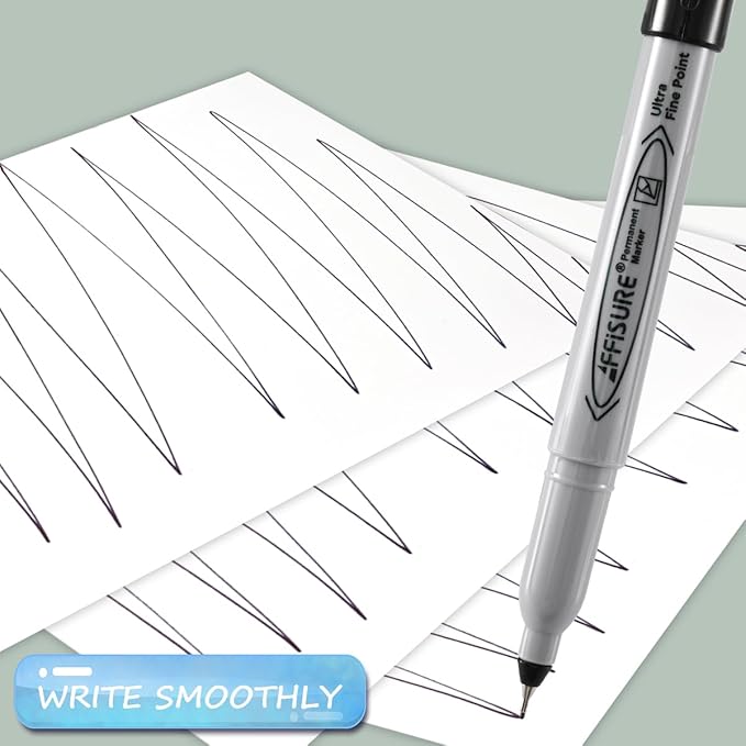 Permanent Markers, Ultra Fine Point, Black, 75 Count, 0.4mm, Fine tip permanent marker set, quick dry, waterproof, fading resists, durable, marks on paper, glass, ceramic, plastic, wood, rock, metal