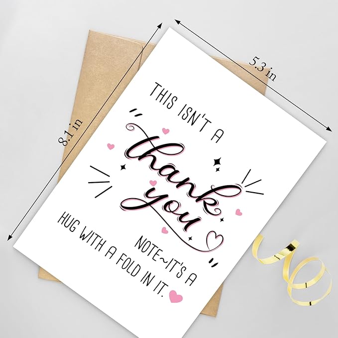 Funny Thank You Card for Women Men, Cute Appreciation Card for Him Her, Thanks Card for Boss Family Teacher, Hug With A Fold In It