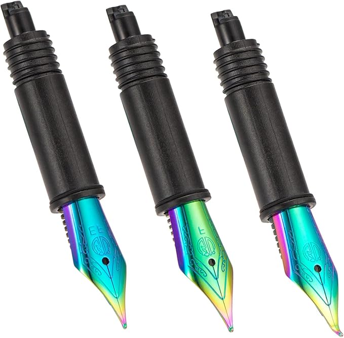 Set of 3 Hong Fountain Pen Rainbow Nibs (Fine, Extra Fine and Bent Nib) for Black Forest 1850, 1851, M2, 1843, 6013, 517D, 517S, 525,H1, H3, A3, 1843 and 920 Series
