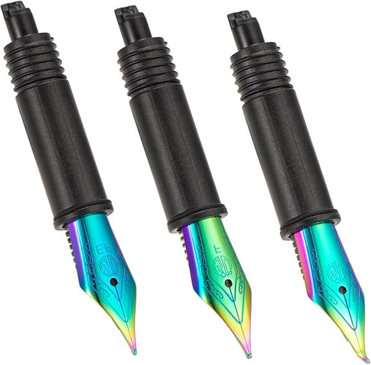 Set of 3 Hong Fountain Pen Rainbow Nibs (Fine, Extra Fine and Bent Nib) for Black Forest 1850, 1851, M2, 1843, 6013, 517D, 517S, 525,H1, H3, A3, 1843 and 920 Series