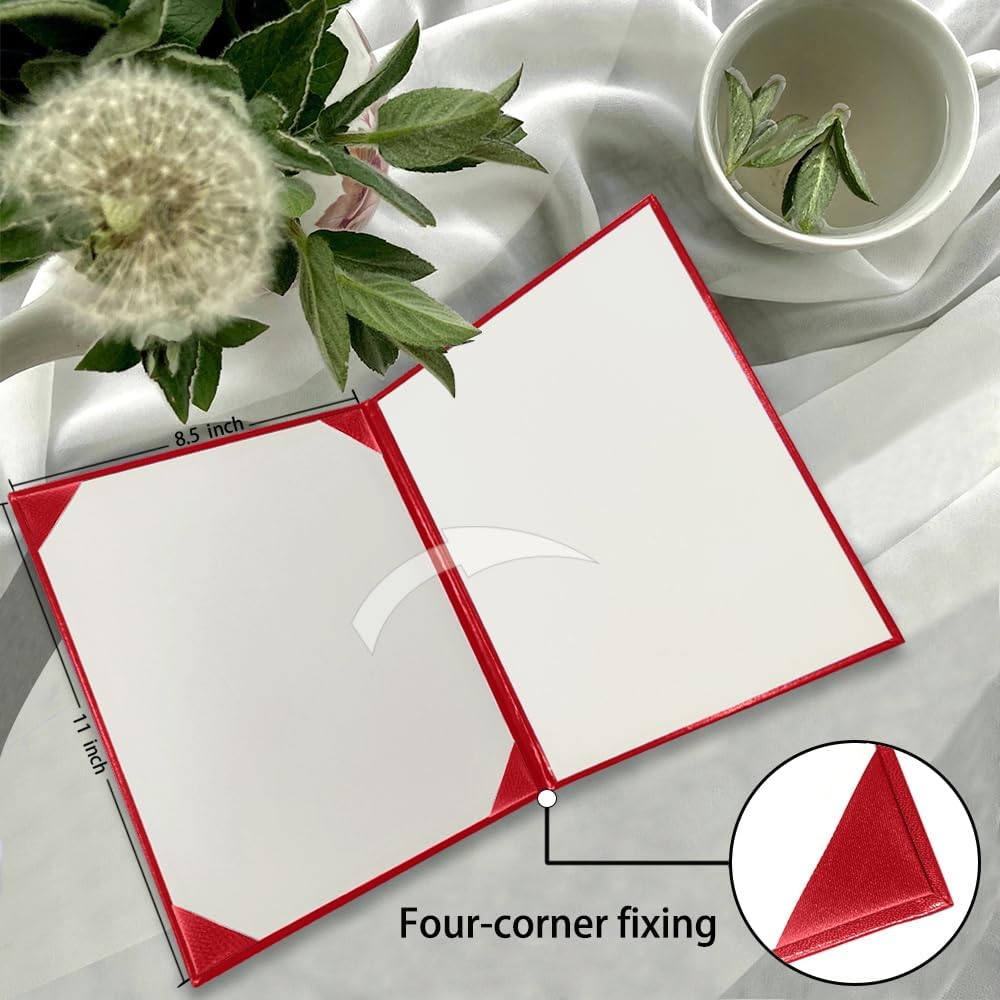 Certificate Holders 8.5"x11" Graduation Diploma Cover Document Leather Folders,Red-5 Pack