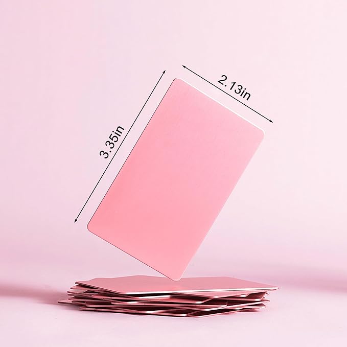 Thick Aluminum Metal Business Cards Anodized Aluminum 86 X 54 X 0.8mm 15 pcs Include Protector Sleeves (Pink)