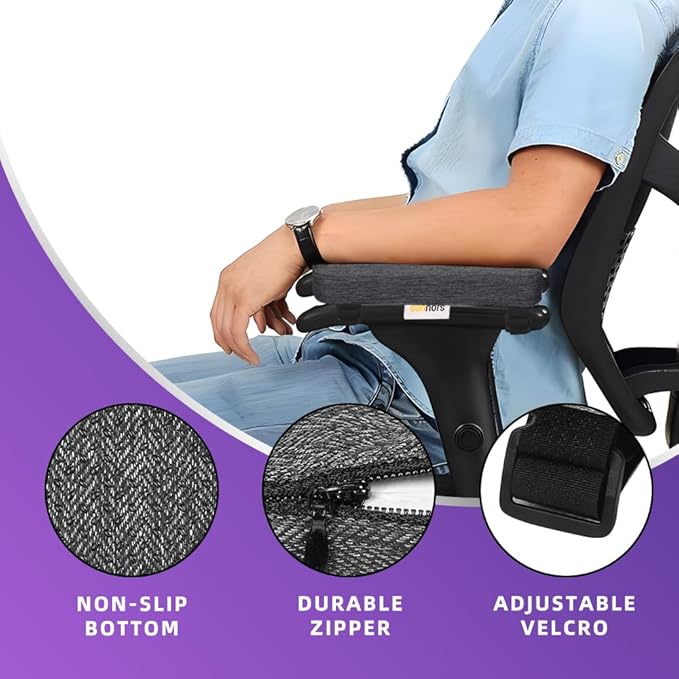 Memory Foam Office Chair Armrest Pads, Comfy Desk Chair Arm Rest Cover for Elbows and Forearms Pressure Relief(Set of 2)