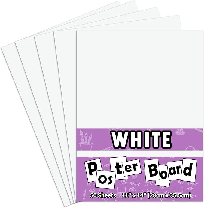 50PCS White Poster Board 11"X14",Poster Board Bulk Super Value Poster Boards for School Craft Project Presentation Drawing Graphic Display