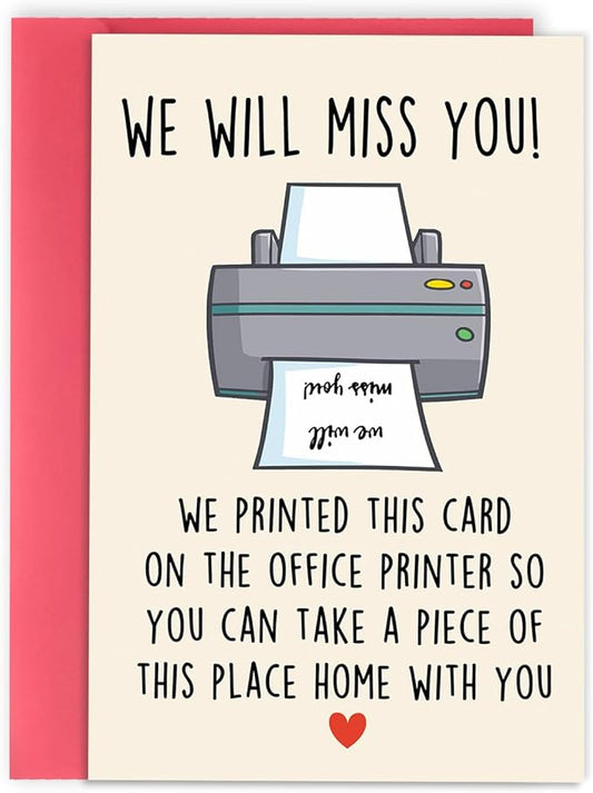 Funny Printable Retirement Card for Coworker or Boss，Happy Retiring Card Gift for Him Her,We Will Miss You, Leaving for Retiring Coworker Colleagues Boss