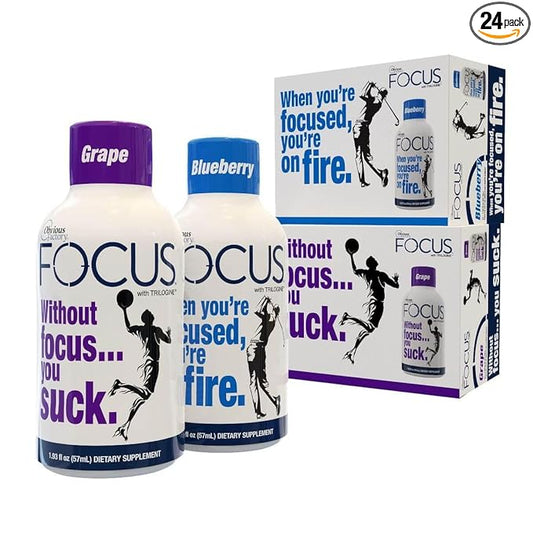 Focus Shots with Trilogine, Variety Pack, 1.93 oz, 24 Count, Blueberry, Grape Flavors