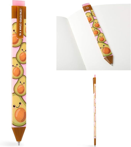 New Pen Bookmark with Refills | Erasable Ballpoint Gel Pen and Bookmark 3-in-1 | Ink Novelty Pen with Eraser | Page Marker | Book Marker | Page Holder Clip | Gift for Reader and Writer (Avocado)