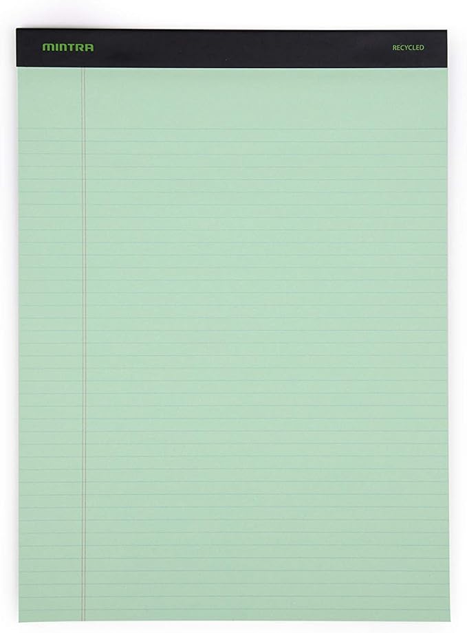 Mintra Office Recycled Writing Pads 6pk (Pastel, Narrow Ruled (8.5in x 11in)) - 50 Sheets per Notepad, Micro perforated, Legal Pad, Notebook Paper for School, College, Office, Business