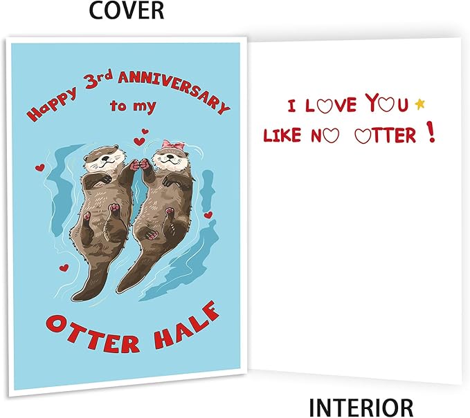 Happy 3rd Anniversary Card Gift for Husband,Wife,Romantic Third Anniversary Card for Boyfriend or Girlfriend,Lovely Three Year Wedding Anniversary Card for Women Men Him Her