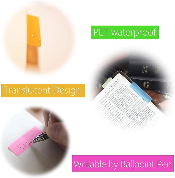 KICNIC 480 Pieces Sticky Tabs 2 Inch Index Tabs, Colored Page Markers Repositionable Tags Reading Tabs Self Adhesive Tape Flags for Books, Binders, Notebook and File Folders, [24 Sets 12 Colors]