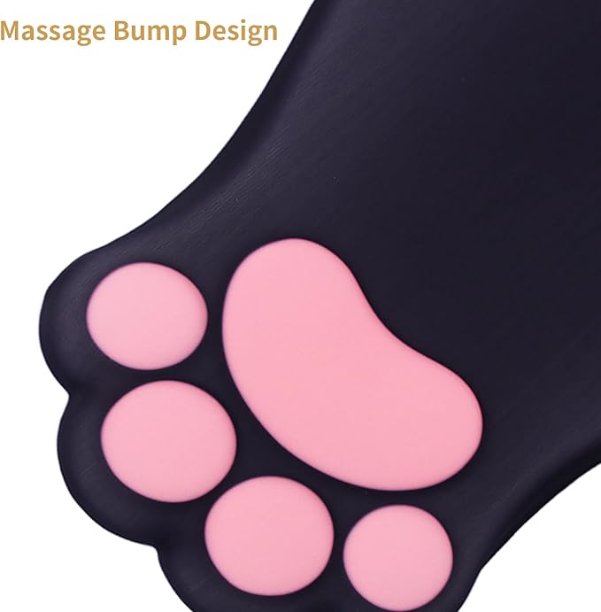 Ergonomic Mouse Pad with Wrist Rest,Cute Cat Paw Mousepad Wrist Support,Comfortable Massage Design Computer Pain Relief Mouse Pad with Non-Slip PU Base for Desk Laptop Gaming Office,Black
