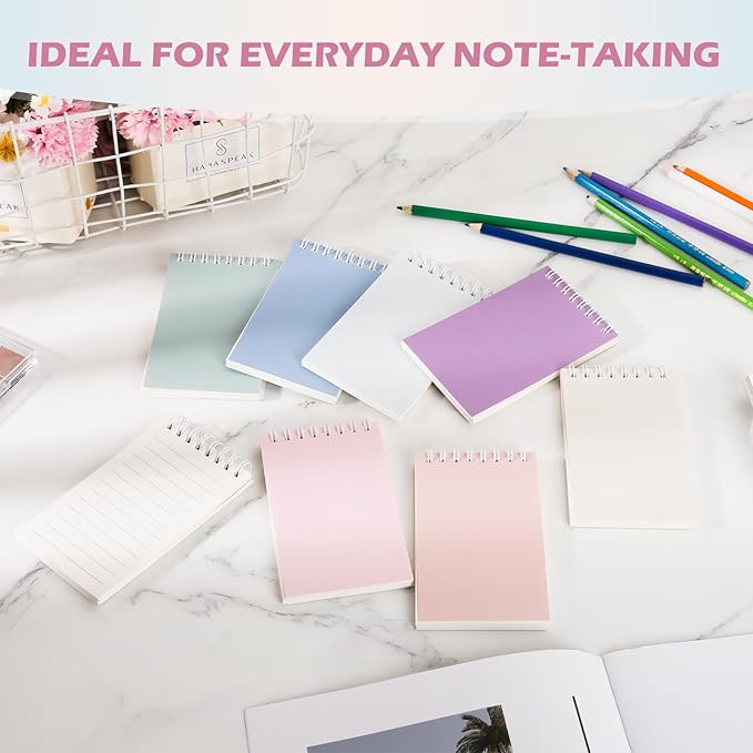 Ddaowanx Small Notebooks,3x5 Pocket Spiral Notepads With Lined Pages - The Perfect Little Mini Notebook to Stay Organized and Boost Productivity at Work or School (8, Delight Colors)
