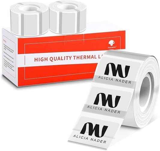 [3x230 pcs] Phomemo Labels Square Series, 1.57''x1.18'' (40x30mm) M110 M100 M220 M221 M120 M200 Labels, Clear, 230 Labels/Roll, 3 Rolls, Multi-Purpose Adhesive Thermal Phomemo Original Labels