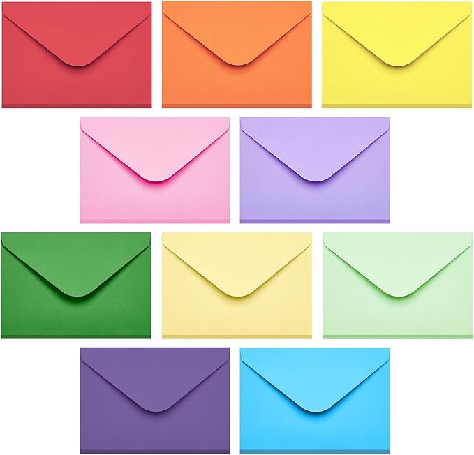ACSTEP 50PACK Gift Card Envelopes Credit Card Size Mini Envelopes Colorful Tiny Pocket Envelopes For Business Card, Small Note Cards 10 Assorted Colors 4X2.75 Inches, Fit Credit Cards