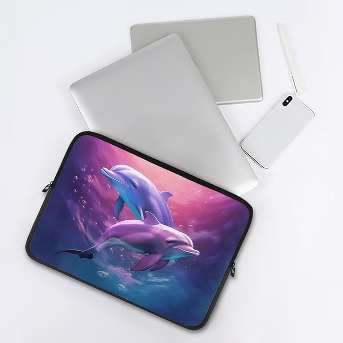 Dolphin Laptop Protective Sleeve for Women Men 13 inch Laptop Covers with Large Capacity Lap Top Case Lightweight Computer Sleeve Bag Suitable Gifts for Holidays Tablet Bag Purple