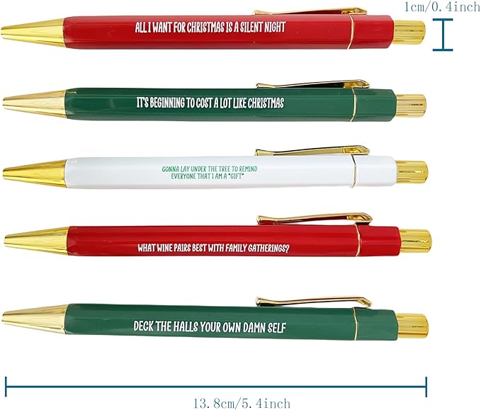 Jxueych Funny Pens 5-Count, Black Ink,Medium Nib 1.0mm, Funny Office Gifts for Coworkers, Personalized Pens Vibrant Funny Quotes Swear Word Daily Pen Set (J)