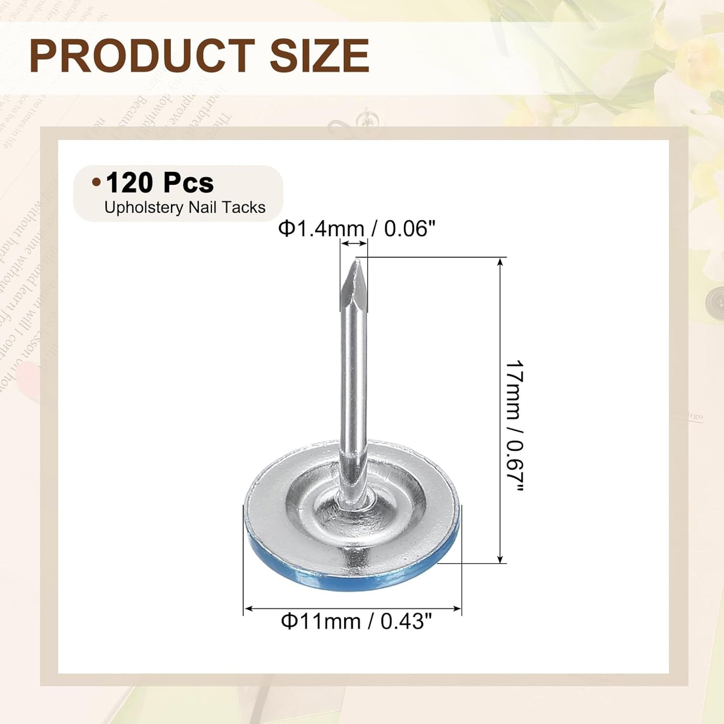 uxcell 120Pcs Push Pins, 11mmx17mm Round Flat Head Decorative Thumb Tacks Upholstery Tacks for Cork Board Office Wall Hangings, Blue