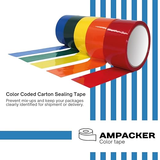 Heavy Duty Packaging Color Tape for Shipping,Packing and Moving 3" Wide x 2.0 Mil Thick -110 Yrd Roll -Acrylic Adhesive Tape for Box Sealing. (1 Roll, Blue, 3" Wide x 110 yds)