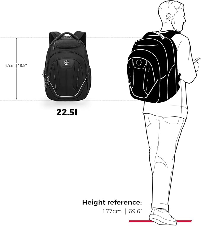 Swissdigital Design Large Travel Backpack For Men, TSA-Friendly Business Laptop Backpack, USB Charging Port，RFID Protection Tech Backpack Fits 15.6Inch Laptop (TERABYTE J16BTF-02) One Nation One World