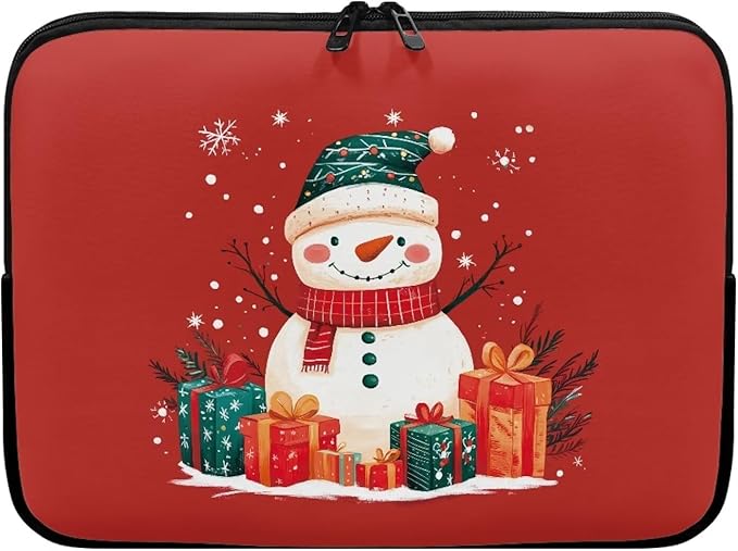 Cute Snowman Laptop Sleeve for Women Teen Girls 12 inch Laptop Protector with Multiple Uses Computer Carrying Case Christmas Tablet Bag Lap Top Case Men Laptop Protector