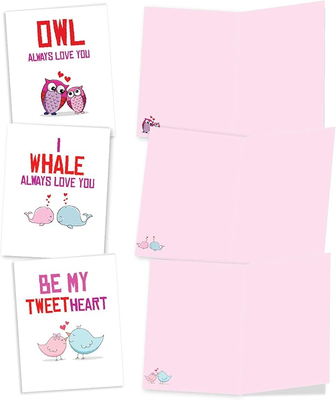 The Best Card Company - 10 Funny Assorted Blank Humor Notecards Box Set 4 x 5.12 Inch w/Envelopes Play on Words for Men, Women (10 Designs, 1 Each) - Loving Puns Gone Wild M5660OCB-B1x10