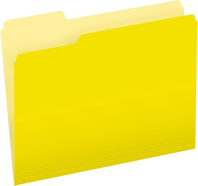Pendaflex Two-Tone Color File Folders, Letter Size, Yellow, 1/3 Cut, 100 per box (152 1/3 YEL)