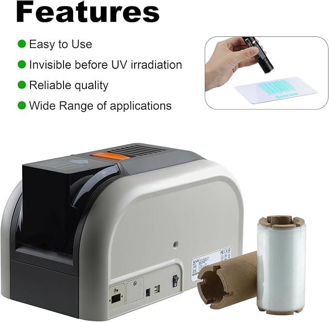 2.36’’ x 295’ UV Color Ribbon 1 Roll, Gencore Fluorescent Anti Theft Invisible Marking Ribbon 1000 Prints, 1'' Core, Compatible for HITI-CS200 HITI-CS200E, Invisible Under UV Light to Green