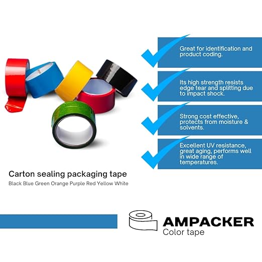 Heavy Duty Packaging Color Tape for Shipping,Packing and Moving 3" Wide x 2.0 Mil Thick -110 Yrd Roll -Acrylic Adhesive Tape for Box Sealing. (4 Rolls, Yellow, 3" Wide x 110 yds)