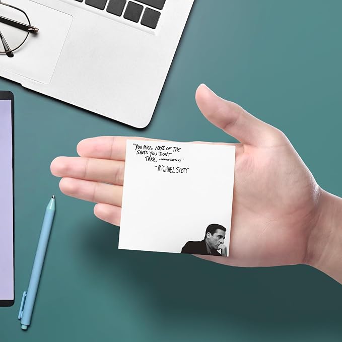 Funny Sticky Notes Cute 4 Pads, Office Sticky Note Pads Michael That's What She Said, Cute Sticky Notes Office Desk Gifts, Self-Stick Note Pads Bulk, Set of 4