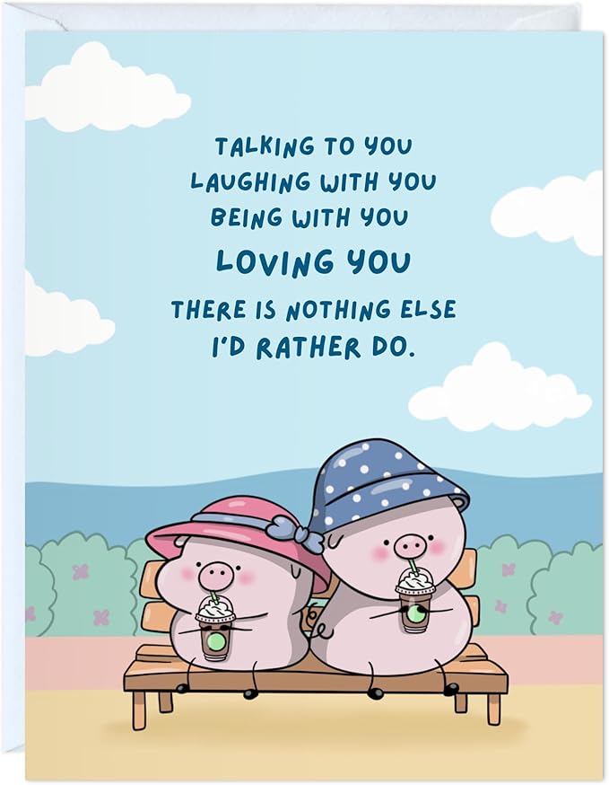 ALY LOU Cute Anniversary Card, Birthday Card for Her Him/Girlfriend Wife/Husband Boyfriend, Friendship Thank You Kawaii Greeting Card (There is nothing else, I’d rather do)