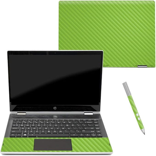 MightySkins Carbon Fiber Skin for HP Pavilion X360 14" (2018) - Solid Lime Green | Protective, Durable Textured Carbon Fiber Finish | Easy to Apply, Remove, and Change Styles | Made in The USA