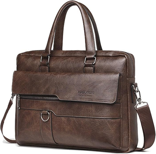 Mens Messenger Bag Leather 15.6 Inches Laptop Briefcase Large Laptop Bag Satchel Crossbody Bag