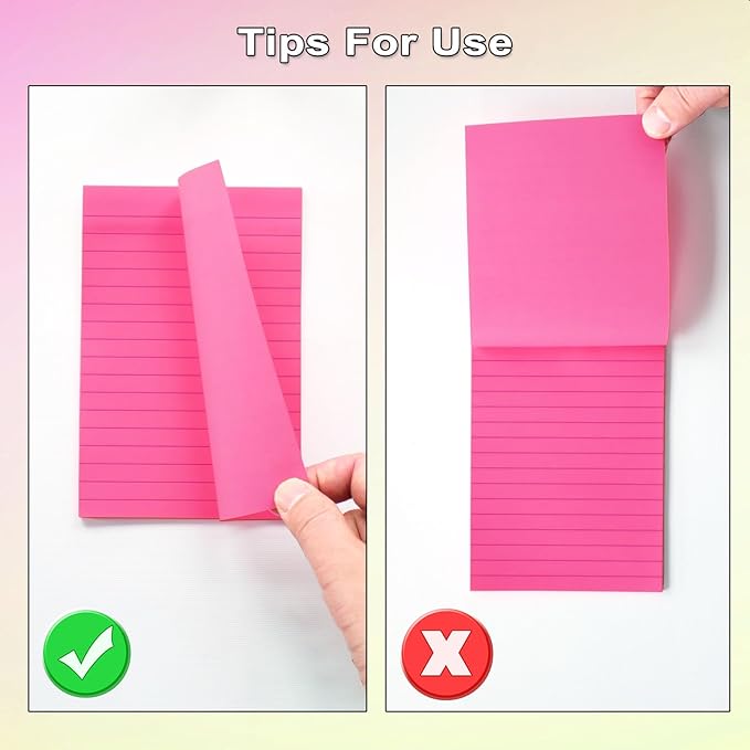 9 Pack Lined Sticky Notes 4x6 in Post Sticky Notes with Lines, 9 Bright Colors Large Ruled Post Sticky Colorful Super Sticking Power Memon Pads, Sticky Notes 4x6 for Office, Home, 35 Sheets/Pad