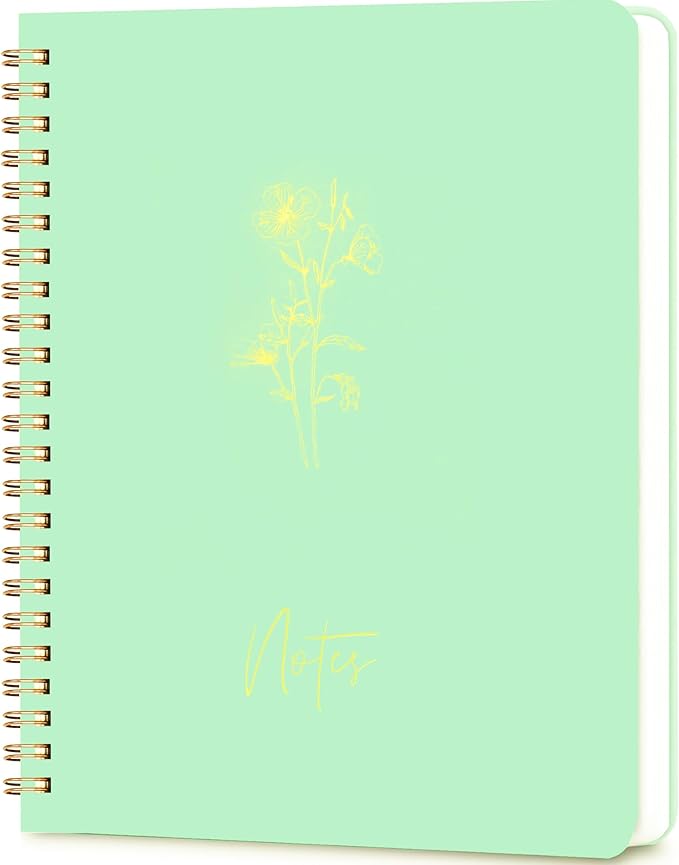 Spiral Notebook Journal For Women & Men College Ruled Notebook With Large Pockets And Lined Pages - Perfect to Stay Organized and Boost Productivity at Work or Note Taking (Green)