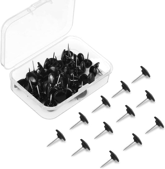 Lunies 200 Pcs Black Push Pins, Plastic Thumb Tacks for Wall, Wall Tacks for Hanging, Standard Plastic Head and Steel Point Push Pins for Cork Board