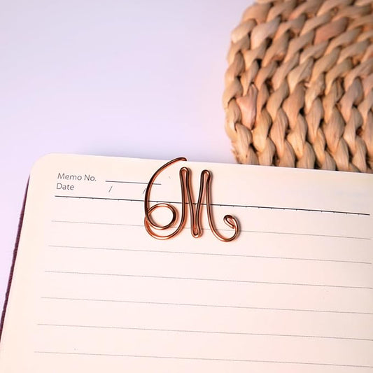 Personalized Initial Copper Bookmark, Set of 5, Handmade Copper Gift for Her, Him, Couple on Birthday, Wedding Anniversary, Alphabet Bookmark (M)