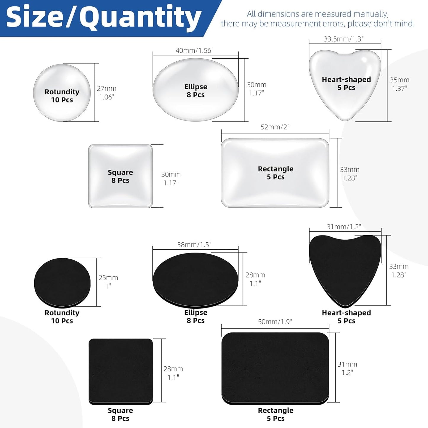 Glarks 72pcs Fridge Magnets Craft Set Round/Oval/Square/Heart/Rectangle Shape Ferrite Ceramic Magnets with Adhesive Backing and Transparent Glass Cabochons for Fridge Office Locker Whiteboard Making