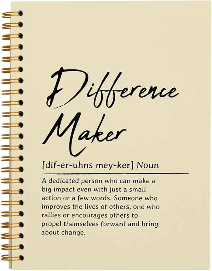OXW Difference Maker Appreciation Gift, Meeting Notebook for Work, Thank You Gifts for Leader Mentor Manager Boss, Office Supplies Social Worker Notebook, Cream Hardcover Spiral Notebook 5.5 x 8.3