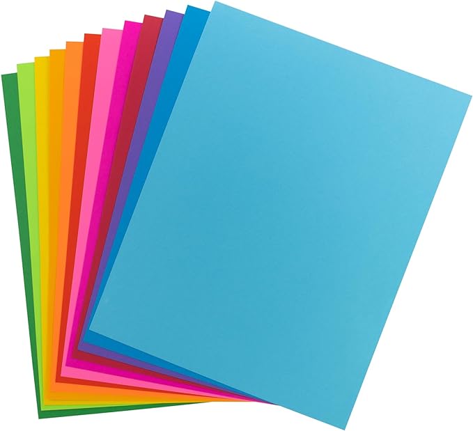 Hygloss Assorted Bright Colored Paper - 24 lb, 89 GSM, Acid-Free, Fade-Resistant, 8.5x11-Inch Letter Size Color Copy Paper, 144 Sheets, 12 Colors