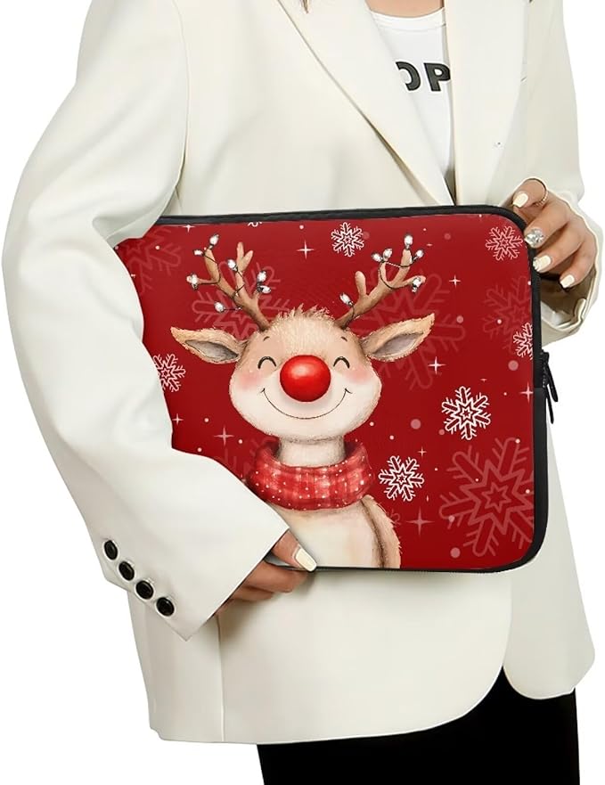 Cute Deer Laptop Sleeve for Women 17 inch Laptop Protector with Multiple Uses Computer Carrying Case Portable Tablet Bag Lap Top Case Christmas Laptop Protector