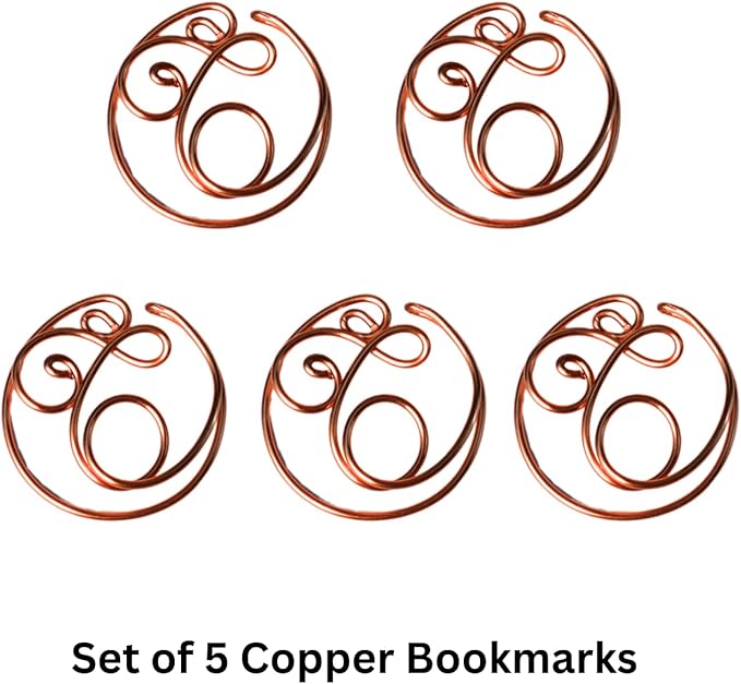 Personalized Initial Copper Bookmark, Set of 5, Handmade Copper Gift for Her, Him, Couple on Birthday, Wedding Anniversary, Alphabet Bookmark (T)